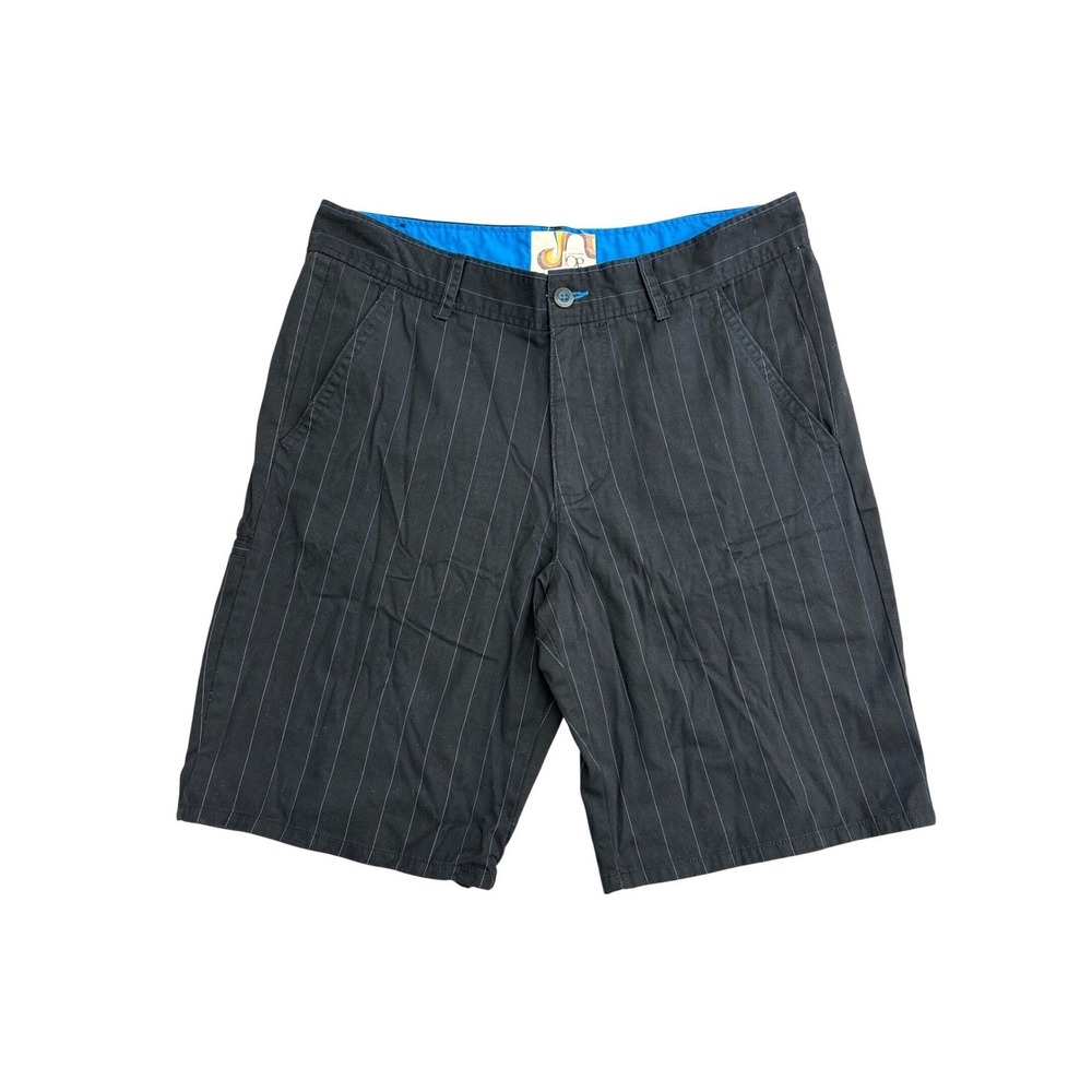 Ocean Pacific OP Mens Black Pinstripe Flat Front Cotton Shorts Size 38 OM11Y008A